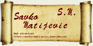 Savko Matijević vizit kartica